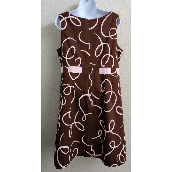 Jessica Howard Brown Pink Swirls A Line Dress 14 Lightweight Sleeveless Lined - Picture 3 of 5